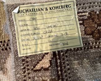 Label on the back of the rug.