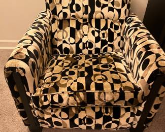 $380. Custom armchair wood and upholstery.  34"w x 37" d x 33"h.  Available during  online beginning sale beginning Wednesday, May 8th at 8am and ending Thursday May 9th at 4pm.   Click on message seller to let us know you want to purchase it and we will reply with next steps.