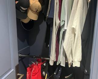 Clothing in various sizes  for sale during in-person shopping Friday and Saturday.