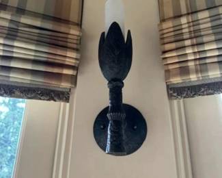 $90 each.    Tulip Shaped iron sconce.  15.5"h x 6.5"d x 6" diameter. Five available