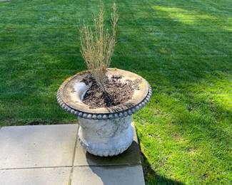 $400.   A pair of large rim cement urns.   22 inch in diameter by 18.5 inches high.  Available during  online beginning sale beginning Wednesday, May 8th at 8am and ending Thursday May 9th at 4pm.   Click on message seller to let us know you want to purchase it and we will reply with next steps.