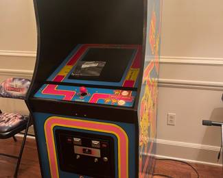$2900. Ms. PacMan video game.  25" x 28.5"d x 33"h.   Works like a charm!  Engineered by Namco, LTD.  Manufactured by MIdway MFG. Co., A Bally Company, Franklin Park Illinois plaque on the back.  Available during  online beginning sale beginning Wednesday, May 8th at 8am and ending Thursday May 9th at 4pm.   Click on message seller to let us know you want to purchase it and we will reply with next steps.