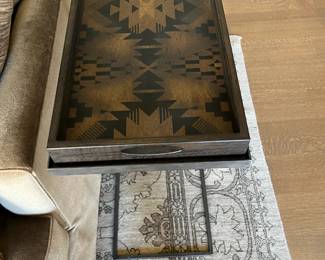 $1200. Beautiful custom side table with removable tray. 27.5 inches wide by 12.5 inches deep by 27 inches inches high.  Available during  online beginning sale beginning Wednesday, May 8th at 8am and ending Thursday May 9th at 4pm.   Click on message seller to let us know you want to purchase it and we will reply with next steps.