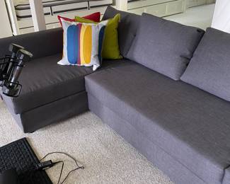$360 Friheten sleeper sofa from IKEA. 88 inches wide by 34.5 inches deep by 33 inches high left side extends into room 59.5 inches.  Available during  online beginning sale beginning Wednesday, May 8th at 8am and ending Thursday May 9th at 4pm.   Click on message seller to let us know you want to purchase it and we will reply with next steps.
