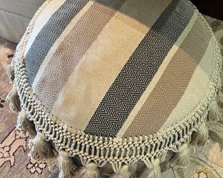 $600. Beautiful custom pouf.  25 inch diameter x 18" h.   Available during  online beginning sale beginning Wednesday, May 8th at 8am and ending Thursday May 9th at 4pm.   Click on message seller to let us know you want to purchase it and we will reply with next steps.