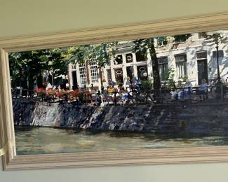 $190.  "Sunlit Quai in Amsterdam".   Signed by the artist Graham Buck.  Available during  online beginning sale beginning Wednesday, May 8th at 8am and ending Thursday May 9th at 4pm.   Click on message seller to let us know you want to purchase it and we will reply with next steps.