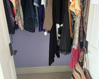 Clothing in varying sizes for sale during in-person shopping Friday and Saturday.