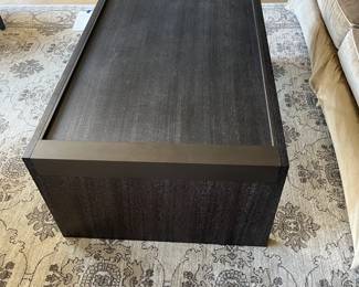 $1,800 Terry Hunziker custom metal and mahogany tray top coffee table with bronze details.  50 inches wide by 30 inches deep by 18 1/2 inches.  $4250 originally.  Available during  online beginning sale beginning Wednesday, May 8th at 8am and ending Thursday May 9th at 4pm.   Click on message seller to let us know you want to purchase it and we will reply with next steps.