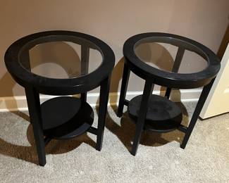 $80. Pair of Malmsta round metal and glass tables 21" diameter x 25"h.  Available during  online beginning sale beginning Wednesday, May 8th at 8am and ending Thursday May 9th at 4pm.   Click on message seller to let us know you want to purchase it and we will reply with next steps.