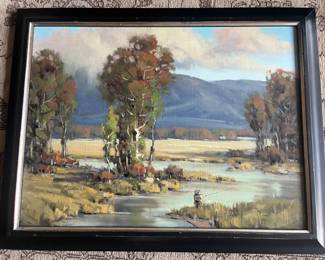 $290  Original Vail Valley fishing scene.  Available during  online beginning sale beginning Wednesday, May 8th at 8am and ending Thursday May 9th at 4pm.   Click on message seller to let us know you want to purchase it and we will reply with next steps.