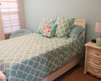 Pottery Barn bed, nightstand and armoire - the bedding is by Pottery Barn Teen - the lamp is very heavy and Pottery Barn too!