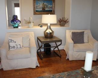 Pottery Barn chairs with slipcovers