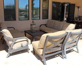 Sunset West sofas and loveseat with coffee table