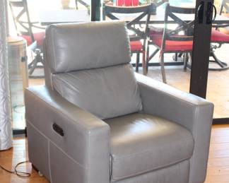 Like New leather recliner in gray - Powered and USb included