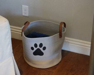Woven dog accessory basket