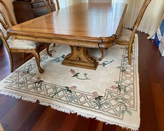 #21- $750 Thomasville Hills of Tucany San Martino dining table 4 chairs 2 arms & #21B - Rug Chineses under $100