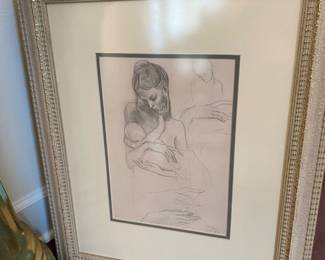 #75 - $150 Picasso print - Mother holding a child 8 1/2x12 1/2