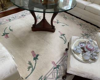 #11 - $150 - Chinese rug wool - cream with floral 8x11 - clean