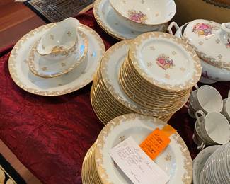 #25 - $160 - Limoges China 38 pieces or maybe a few more serving pieces.