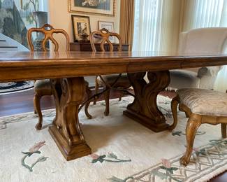 #21- $750 Thomasville Hills of Tucany San Martino dining table 4 chairs 2 arms & #21B - Rug Chineses under $100