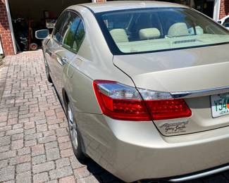 ONE OWNER - 2013 Honda Accord EX-L, 3.5L Sedan, V6, gold and beige leather interior. Vin : 1HGCR3F85DA024071. 110,380 miles. Good mechanic. Garage Kept. Start Bids at $5K- Taking Silent Bids, bids closes 4/15 At 1pm.