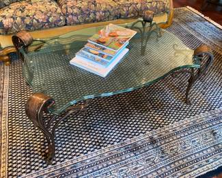 #88 - $190 - Metal/glass coffee table with 1/2 inch beveled glass