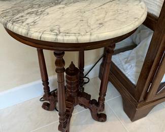 #80 - $100 Round marble top table 22W x 29T (if you want pair 2nd one available upstairs Guest Bed)