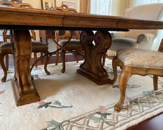 #21- $750 Thomasville Hills of Tucany San Martino dining table 4 chairs 2 arms & #21B - Rug Chineses under $100