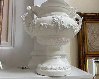 #5 - $80 - Composite white urns set of 2 (approx 2')