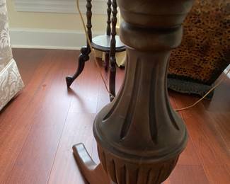 #8 - $495 - Pair of round marble grey top table with mahogany tripod base