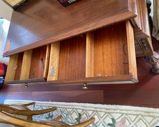 #73 - $250 American made C.1940's silver & linen chest 40x18x36