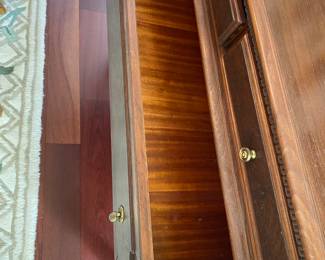 #73 - $250 American made C.1940's silver & linen chest 40x18x36