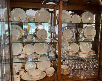#24 - $360 - Lenox Eternal China set for 12 - Total 102 pieces includes the stemware.