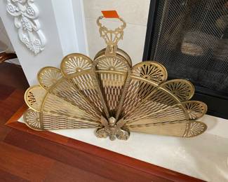 #4 - $75 - Gold Fan fireplace screen