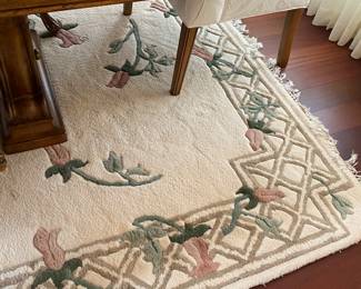 #21- $750 Thomasville Hills of Tucany San Martino dining table 4 chairs 2 arms & #21B - Rug Chineses under $100