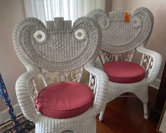 #66 - $200 Pair of wicker armchairs