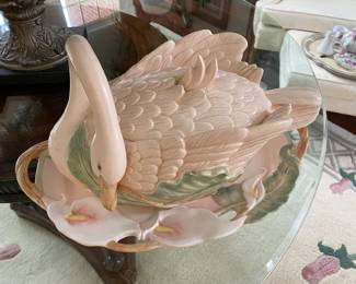 Fitz and Flyod rare swan tureen with ladle