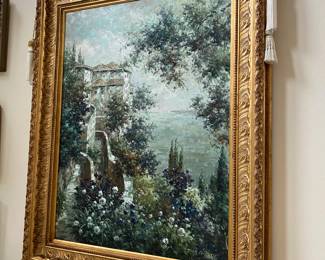 #17 - $400 - Decorative painting landscape in gilt wood frame 4x5