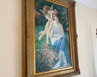 #42 - $150 Decorative painting lady and angel 34x46