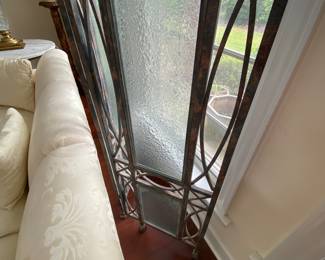 #13 - $180 - Gray metal/glass screen with 3 panels