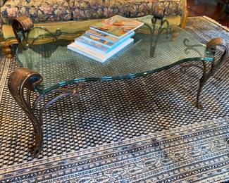 #88 - $190 - Metal/glass coffee table with 1/2 inch beveled glass