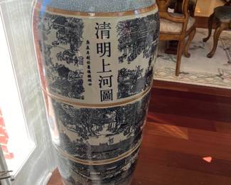 #29 - $350 Temple vase grey and Japanese landscape 66"T