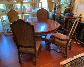 #89 - $450- Drexel Heritage - Hampshire round table 54" Round & 4 chairs - + 1 leave