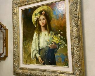 #72 - $150 - Painting Little Girl with flowers 30x34