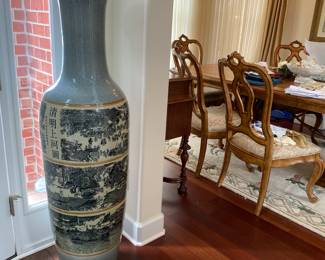 #29 - $350 Temple vase grey and Japanese landscape 66"T