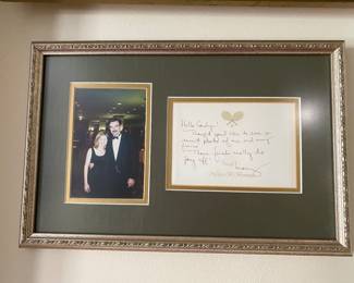 Tom Selleck's fiance signed card to owner house
