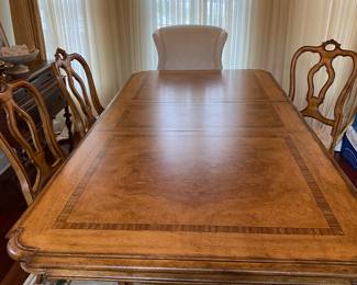 #21- $750 Thomasville Hills of Tucany San Martino dining table 4 chairs 2 arms & #21B - Rug Chineses under $100