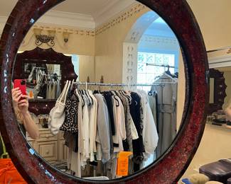 #77 - $90 - Oval glass mosaic mirror red 32x38