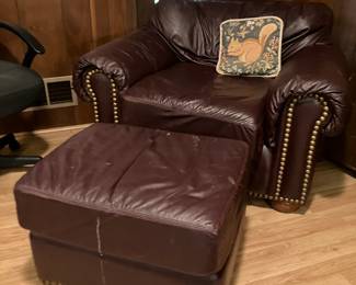 Leather chair & Ottoman