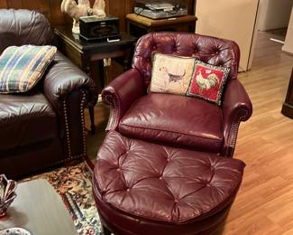 Leather sofa & ottoman
